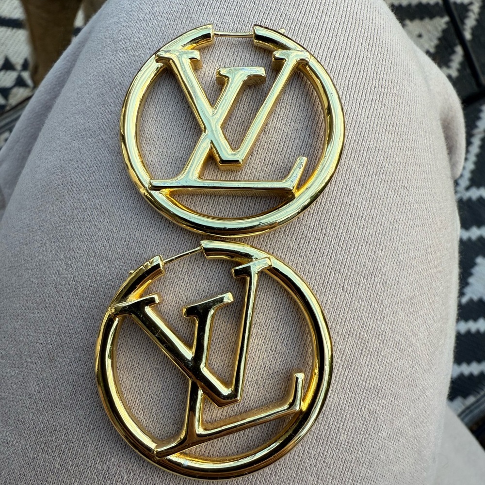 Louis Vuitton Gold Logo Earrings